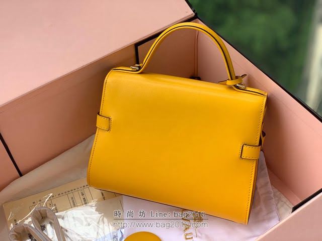 DELVAUX女包 比利時品牌 Tempete手袋 柔軟牛皮 德爾沃女手提包 Mini號手拎包 TP0020太陽黃  fcs1218
